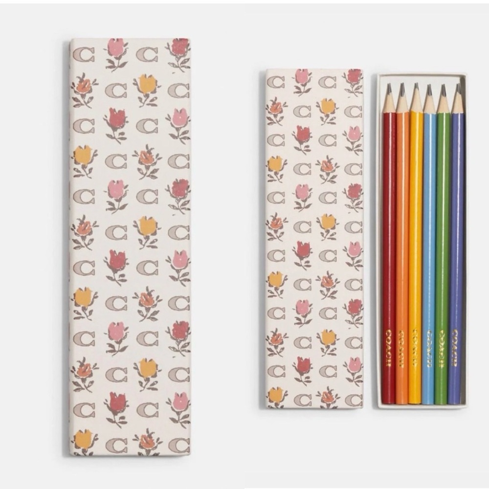 Coach Floral Signature Pencil 6 PCs Set in Multicolor, New & Factory Sealed